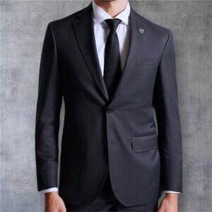 $650 TED BAKER Mens Blazer Sport Coat Two Button Suit Jacket 38R WOOL Gray